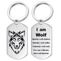 European and American jewelry stainless steel wolf head wolf pendant necklace double-sided engraved military brand pet brand keychain. 
