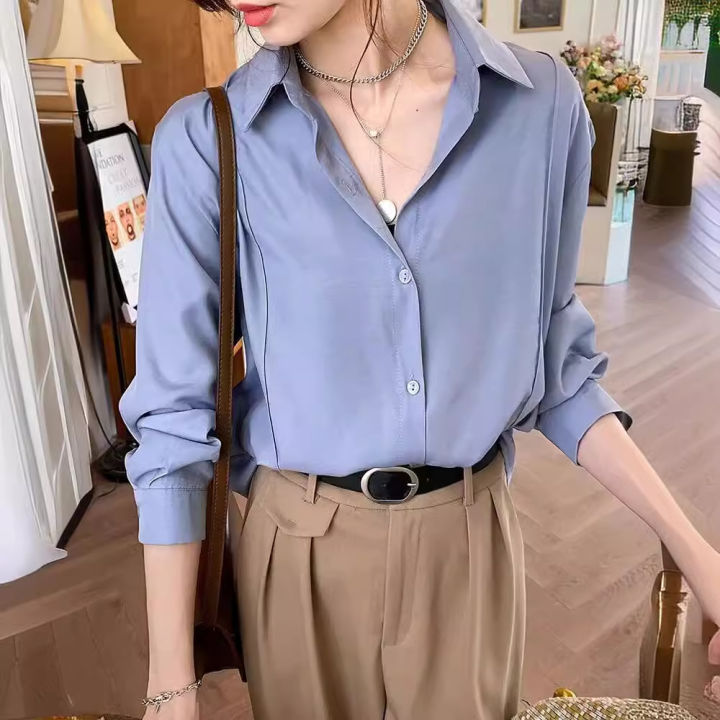 White Shirt for Women Spring Summer New Versatile Design Sense Niche Top Young Long Sleeve Base Bandage Dress Shirt Coat
