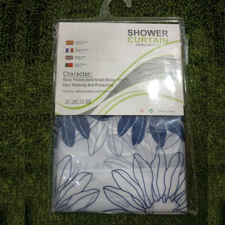 Waterproof Shower Curtain With 12 Rings For Bathroom Toilet
