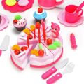 37/55/80PCS Children Play Simulation Kitchen Toy Happy Birthday Cake DIY Food Cutting Set 3. 