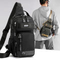 HAOSHUAI New Men's Chest Bag Simple One Shoulder Crossbody Bag Multifunctional Trendy Crossbody Backpack Trendy Messenger Bag. 