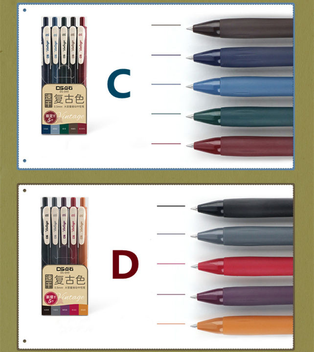 Sweet%20Journal%205%20Colors%200.5mm%20Retro%20Vintage%20Gel%20Pen%20Set%20Color%20Press%20Quick%20Dry%20Ball%20Pens%20Set%20-%20Image%207