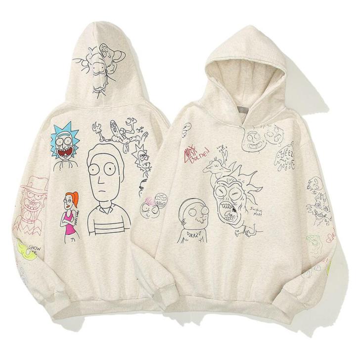 Graffiti Fleece Stranger Things Couple Hoodies Retro Casual Harajuku Oversize Mens Sweatshirt Loose Streetwear Hooded Hoody
