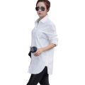 Women White Blouse Female Boyfriend Style Long Sleeve Oversize Shirt Fashion Collar Cotton Tops Casual Loose Shirts. 
