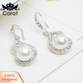 Carat Party Women Rhinestone Big Faux Pearl Necklace Hook Earrings Set Fashion Jewelry. 