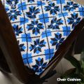 Square Chair Cushion, Cotton Fabric, Blue & Black, (20″x20″).