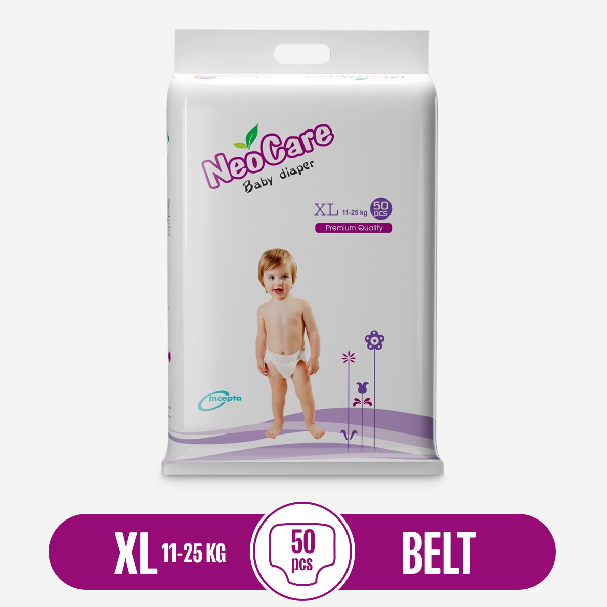 Neocare belt system baby premium diaper xl (11-25 kg) - 50pcs