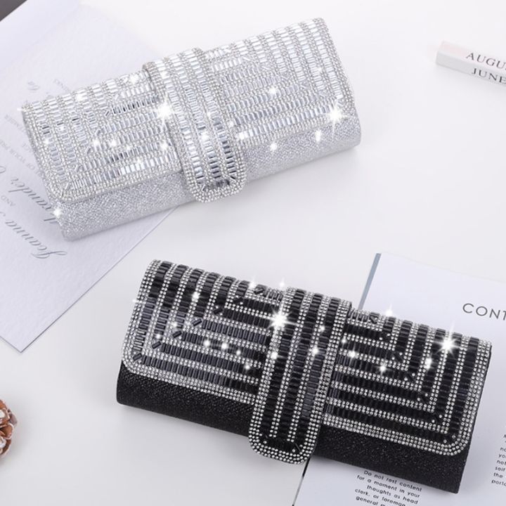 Black Clutch Purse and Handbag with Rhinestone Women's Party Evening Bag Luxury Wedding Clutch Female Shoulder Bag