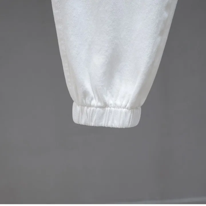 Spring%20White%20Multi-Pocket%20Cargo%20Pants%20Women2023Half%20Elastic%20Waist%20Loose%20Slimming%20Jeans%20All-Matching%20Harem%20Pants%20Women%20-%20Image%203