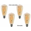 ST64 LED 2W 4W 6W 8W 12W 16W Dimmable Gold Filament Bulb E27 B22 Light 220V 110V Vintage Edison Lamp Retro Gold Glass Appearance. 