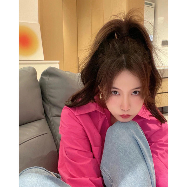 Pitaya%20Color%20Shirt%20Women's%20Spring%20and%20Autumn%20Design%20Sense%20Niche%20Casual%20Loose%20All-Match%20Rose%20Red%20Shirt%20-%20Image%206