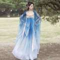 Fairy ancient costume, women's Hanfu, butterfly language, fairy aura, daily embroidery, chezi skirt, tattered long sleeved shirt, spring and summer styles.