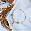 Bright Eyes Handmade Natural Freshwater Pearl Moonlight Stone Bracelet Korean Version Versatile and Elegant Handicraft for Women.