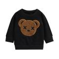 Emmababy-Children's Sweater Bear Embroidery Design Long-sleeved Round Neck Warm Breathable Tops Sweater. 