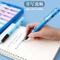 12 boxed elementary school pens with built-in ink absorber, anime cartoon design, children's dual-purpose iridium fountain pen.