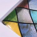 Static Clings Frosted Stained Glass Window Sticker Vintage Translucent Stained Glass Window Film Anti UV PVC Rainbow Glass Decals Stickers Living Room.