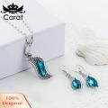 Carat 2Pcs/Set Women Neckle Earrings Adjusle Blue ury Pendant Neckle Hook Earrings. 