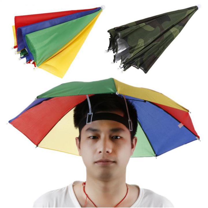 Foldable Fishing Hat Headwear Umbrella Anti-UV Anti-Rain Outdoor Travel Camping Hat Hiking Beach Cap Sunscreen Shade Umbrella