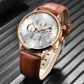 LIGE 10017 Mens Watches Top Brand Luxury Men Military Sport Wristwatch- Brown.