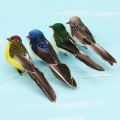 2 Pcs Artificial Feather Bird Garden Statues Floral Decoration Bird Foam Feather Products Sparrow.