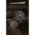 NAVIFORCE NF8023 Chocolate PU Leather Analog Watch For Men - Black & Chocolate.