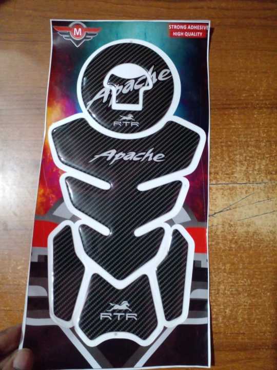 মোটরসাইকেলের জন্য TVS, Apache, RTR বাইক ফুয়েল ট্যাঙ্ক প্রোটেক্টর স্টিকার। কালো - bike stickers