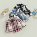 Toddler Baby Boy Girl Plaid Shirt Jacket Outfits Button Down Cardigan Kids Long Sleeve Coat Tops Fall Clothes.