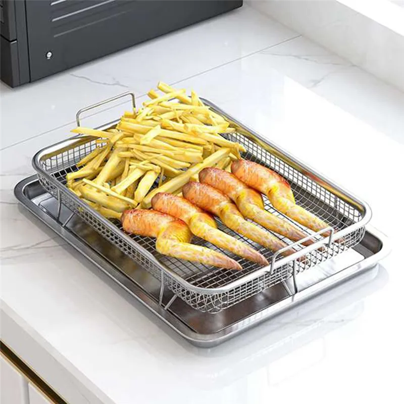 Fryer Basket Air Crisper Tray Rectangular Basket For Oven