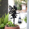 2Pcs Metal Fairy Solar Light Outdoor Black Yard Decorations for Lawn,Patio,Courtyard.