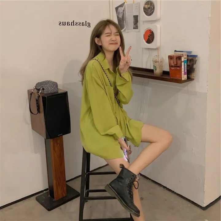 Avocado%20Green%20Shirt%20Women's%20Spring%20Thin%20Jacket%20for%20Summer%20Idle%20Style%20Sun%20Protection%20Shirt%20Loose%20Chic%20Chiffon%20Top%20-%20Image%204