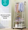 Fashion Laundry Movable Organizer Stand Clothes Display Rack with Storage Shelf Coat Racks Multi Function Hanger Creative Portable.
