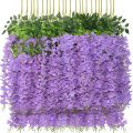 Purple Wisteria Artificial Flowers 12Pcs Hanging Garland Wedding Flower String Silk Flowers Home Garden Wedding Decoration.