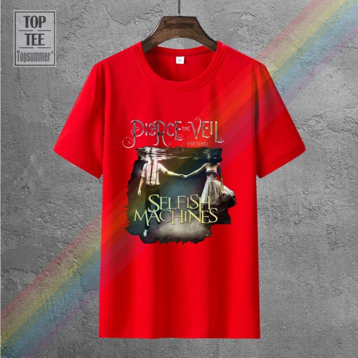 Pierce The Veil Selfish Machines Black Short Sleeve Cotton T-Shirt Unisex Black KEEMEEUYZO