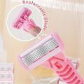Portable 6 Layer Blade Body Hair Removal Beauty Razor for Women Leg Armpits Facial Hair T-shape Trimmer Shaver Razor with 3 Replaceable Blades.