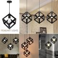 Modern iron pendant lamp black retro industrial square lamp (Bulb not Included) 1Pcs. 