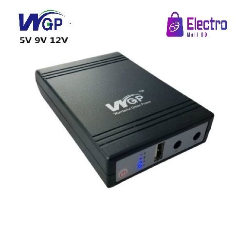 WGP Mini UPS DC UPS 5V-9V-12V Volt Output for Router, Onu, CC Camera with 10400mah Battery and 1 year warranty
