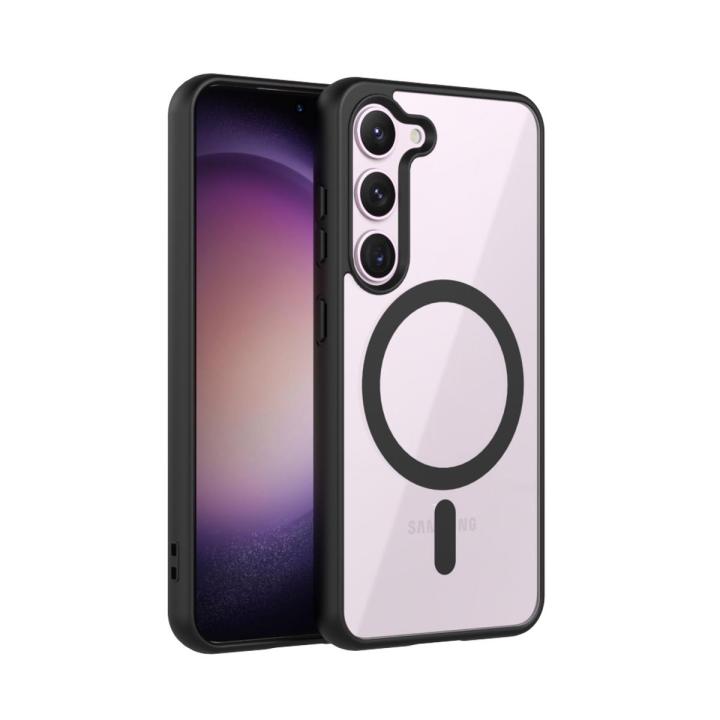 For Samsung Galaxy S23 Mobile Cover MagSafe Compatible Shockproof Transparent Slim Fit Wireless Charging supported Frosted Border Phone Back Case Mobile Cover
