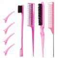 8pcs/bag Hair Styling Comb Teasing Hair Style Brush Triple Teasing Comb Rat Tail Comb Edge Brush Hair Tail Tools Braid Tool Loop. 