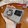 lthmy for Vivo Y02 V2234 casing electroplating soft glitter TPU phone back cover phone case magnetic bracket.
