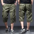 Trousers Capri-pants Summer Fashion Men's Casual Long Length Cargo Shorts Multicket Cotton Hot Breeches Capri Pants. 