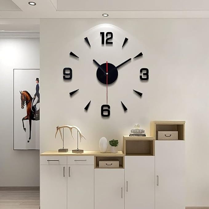 Luxury Decor 3D DIY Wall Clock,Round Stylish Modern Wall Clock,Battery Operated Non-Ticking Hanging Clocks,for Office,Dining Room,Class Room 30 cm by Doob Cart