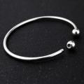 REGELIN 2pcs/lot Unscrew European Adjustable Cuff Open Bangles for Women Expandable Wire Bangles Bracelets With Bead Charms.