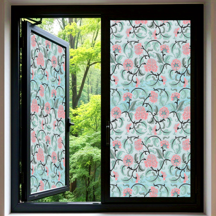 Antique Floral Glass Sticker For Windows Decorative Privacy Window ...
