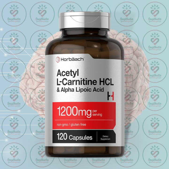 Horbäach Acetyl L-Carnitine HCL & Alpha Lipoic Acid - 1200mg - 120 Capsules - with 800mg ALC & 400mg ALA - for Energy, Brain & Antioxidant Support
