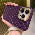 Luxury Glitter Rhinestones Camera Protection Diamond Lattice Case For iPhone 15 14 13 12 Pro Max Square Soft Silicone Back Cover.