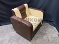 Single Seater Straight-backed Snug Sofa Set for Home and Office Faux Leather Off White and Cholocate - Sofa.