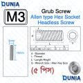 M3 Grub Screw Stainless Steel Flat Point.