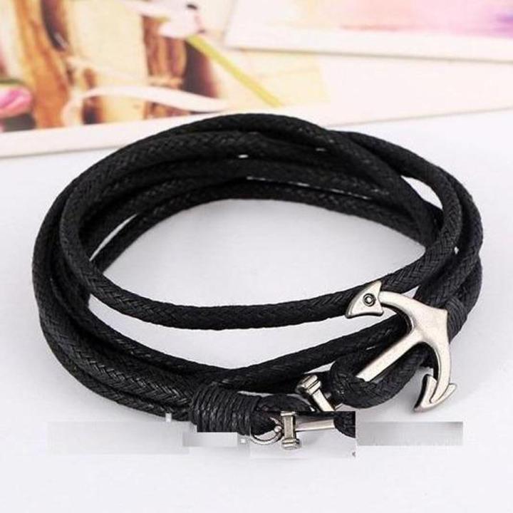 Anchor bracelet for Men Hook charm fashion survival Boy rope chain leather friendship bracelets for Man