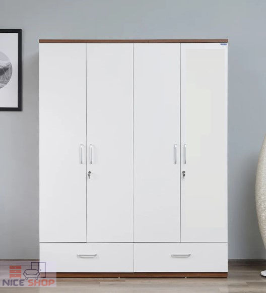 Frosty%20White%20Mirage%204-Door%20Wardrobe,Partex%20MDF%20Laminated%20Board%20Almirah%20with%20clothes%20storage%20hanger%20shelf%20and%201%20lock%20cabinet,%202%20large%20Drawer%20for%20multipurpose%20use%20Cloths%20storage%20box%20shelve%20almira,%20Nice%20shop%204%20Part%20Wardrobes%20Almirah72/48%20-%20Image%202