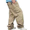Plus Size Loose Baggy Cargo Pants Men Casual Outdoor Cotton with Bigcket Straight Wide Leg Trousers Male Clothes. 